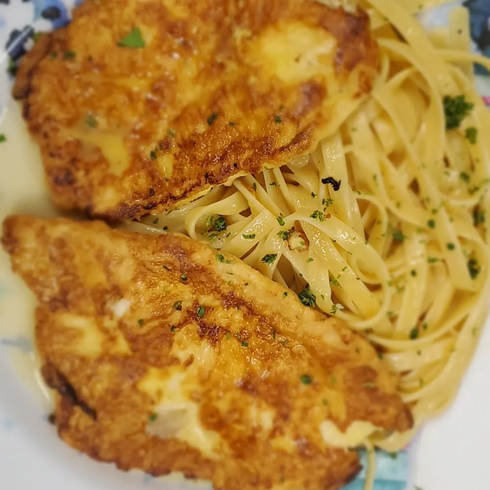 Chicken Francese with Linguini